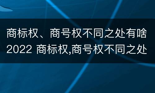 商标权、商号权不同之处有啥2022 商标权,商号权不同之处有啥2022年的规定