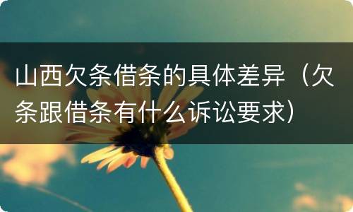 山西欠条借条的具体差异（欠条跟借条有什么诉讼要求）