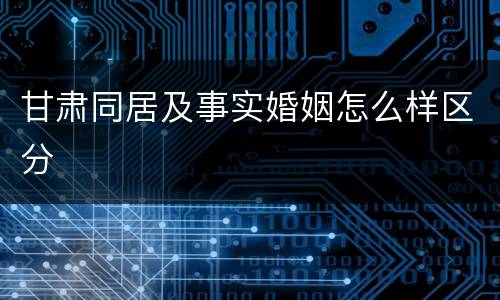 甘肃同居及事实婚姻怎么样区分
