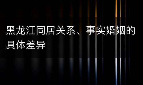 黑龙江同居关系、事实婚姻的具体差异