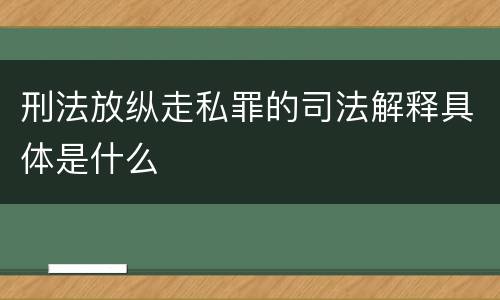 刑法放纵走私罪的司法解释具体是什么