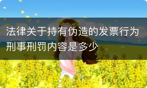 法律关于持有伪造的发票行为刑事刑罚内容是多少