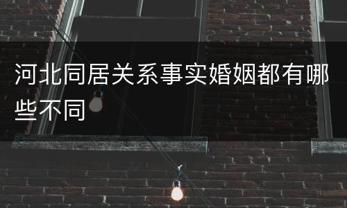 河北同居关系事实婚姻都有哪些不同