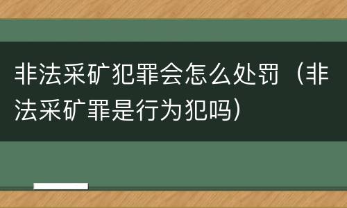 非法采矿犯罪会怎么处罚（非法采矿罪是行为犯吗）