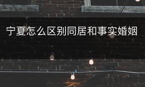 宁夏怎么区别同居和事实婚姻