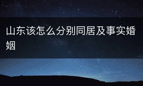 山东该怎么分别同居及事实婚姻