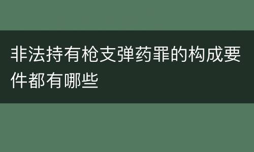 非法持有枪支弹药罪的构成要件都有哪些