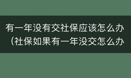 有一年没有交社保应该怎么办（社保如果有一年没交怎么办）