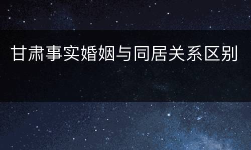 甘肃事实婚姻与同居关系区别