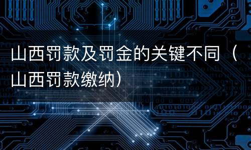 山西罚款及罚金的关键不同（山西罚款缴纳）