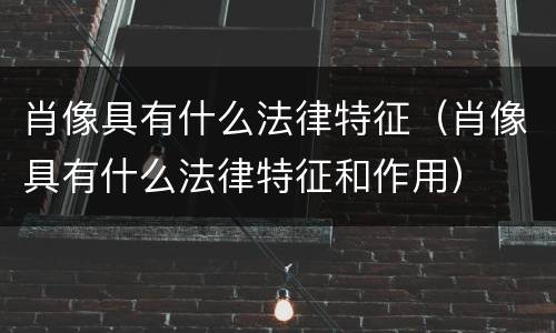 肖像具有什么法律特征（肖像具有什么法律特征和作用）