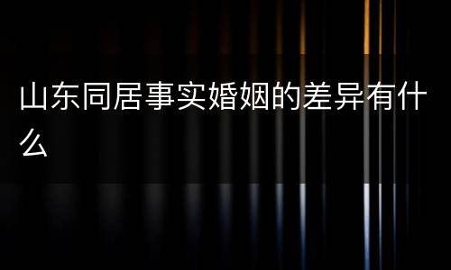 山东同居事实婚姻的差异有什么