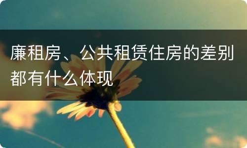 廉租房、公共租赁住房的差别都有什么体现