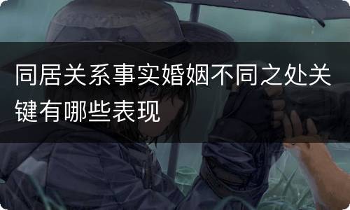 同居关系事实婚姻不同之处关键有哪些表现