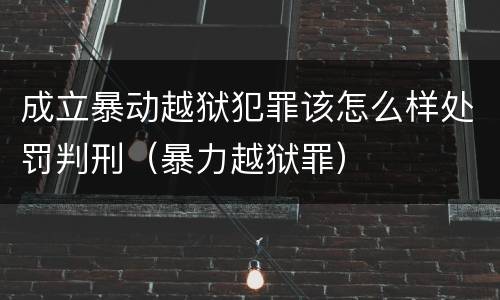 成立暴动越狱犯罪该怎么样处罚判刑（暴力越狱罪）