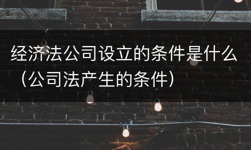 经济法公司设立的条件是什么（公司法产生的条件）