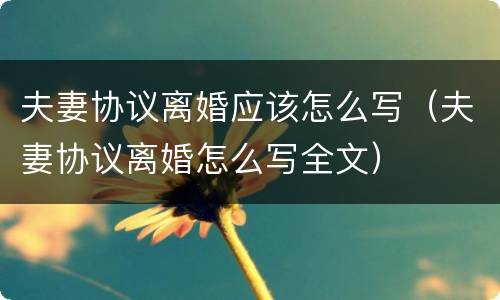 夫妻协议离婚应该怎么写（夫妻协议离婚怎么写全文）