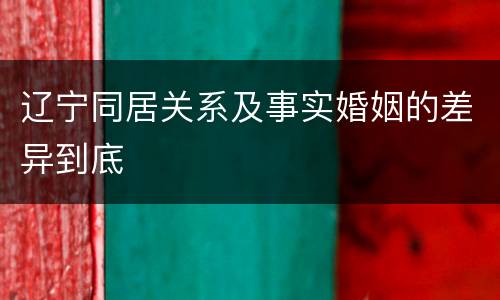 辽宁同居关系及事实婚姻的差异到底