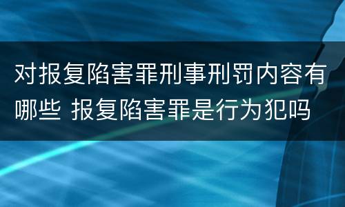 对报复陷害罪刑事刑罚内容有哪些 报复陷害罪是行为犯吗
