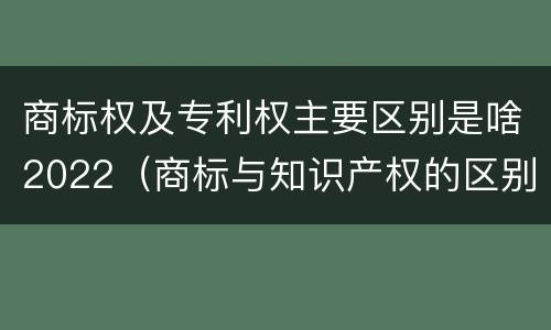 商标权及专利权主要区别是啥2022（商标与知识产权的区别）