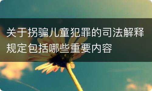 关于拐骗儿童犯罪的司法解释规定包括哪些重要内容