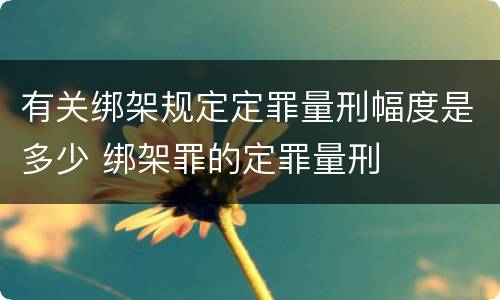 有关绑架规定定罪量刑幅度是多少 绑架罪的定罪量刑