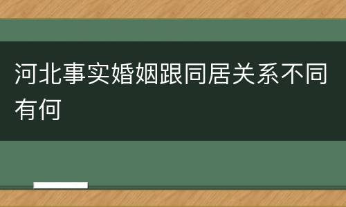 河北事实婚姻跟同居关系不同有何
