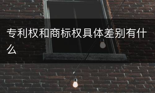 专利权和商标权具体差别有什么