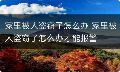 家里被人盗窃了怎么办 家里被人盗窃了怎么办才能报警