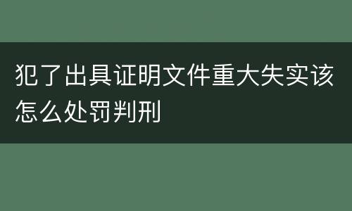 犯了出具证明文件重大失实该怎么处罚判刑