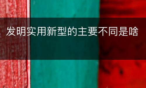 发明实用新型的主要不同是啥