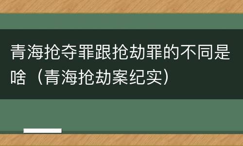 青海抢夺罪跟抢劫罪的不同是啥（青海抢劫案纪实）