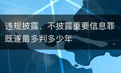 违规披露、不披露重要信息罪既遂最多判多少年