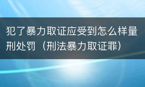 犯了暴力取证应受到怎么样量刑处罚（刑法暴力取证罪）