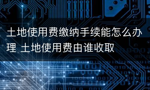 土地使用费缴纳手续能怎么办理 土地使用费由谁收取