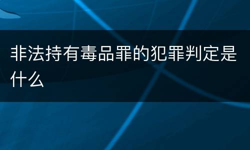 非法持有毒品罪的犯罪判定是什么