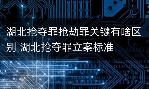 湖北抢夺罪抢劫罪关键有啥区别 湖北抢夺罪立案标准