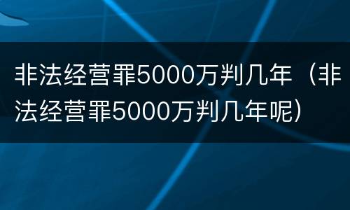 非法经营罪5000万判几年（非法经营罪5000万判几年呢）
