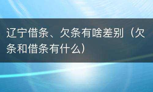 辽宁借条、欠条有啥差别（欠条和借条有什么）