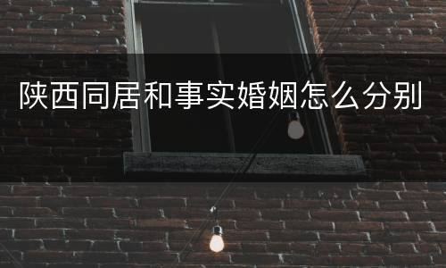 陕西同居和事实婚姻怎么分别