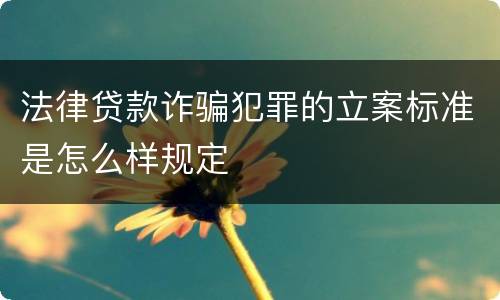 法律贷款诈骗犯罪的立案标准是怎么样规定