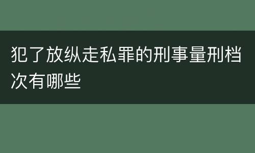 犯了放纵走私罪的刑事量刑档次有哪些