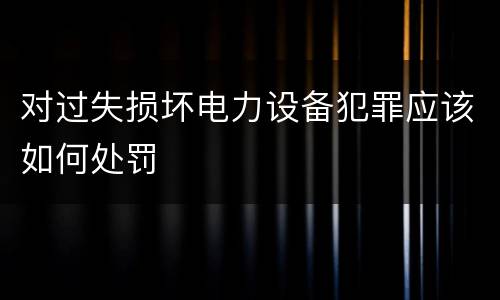对过失损坏电力设备犯罪应该如何处罚