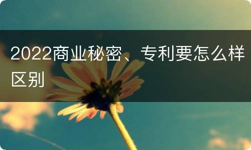 2022商业秘密、专利要怎么样区别