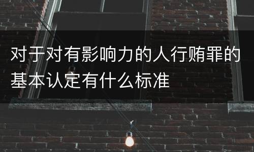 对于对有影响力的人行贿罪的基本认定有什么标准