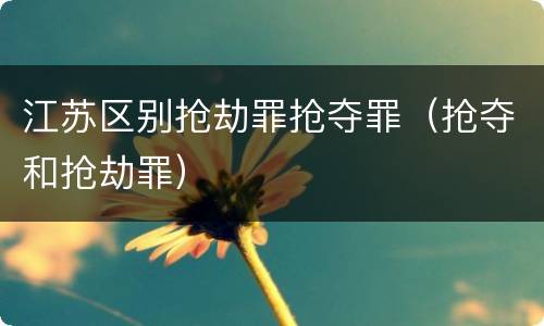 江苏区别抢劫罪抢夺罪（抢夺和抢劫罪）