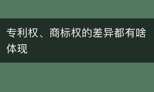专利权、商标权的差异都有啥体现