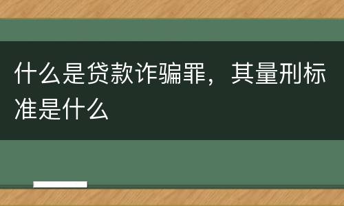 什么是贷款诈骗罪，其量刑标准是什么