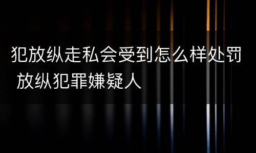 犯放纵走私会受到怎么样处罚 放纵犯罪嫌疑人