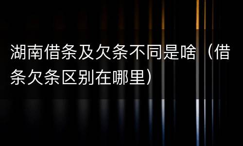 湖南借条及欠条不同是啥（借条欠条区别在哪里）